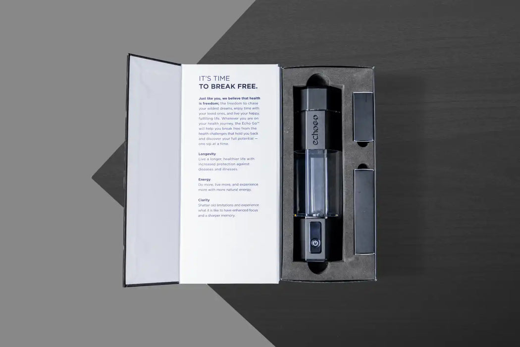 Echo Go Plus hydrogen water bottle set in the box