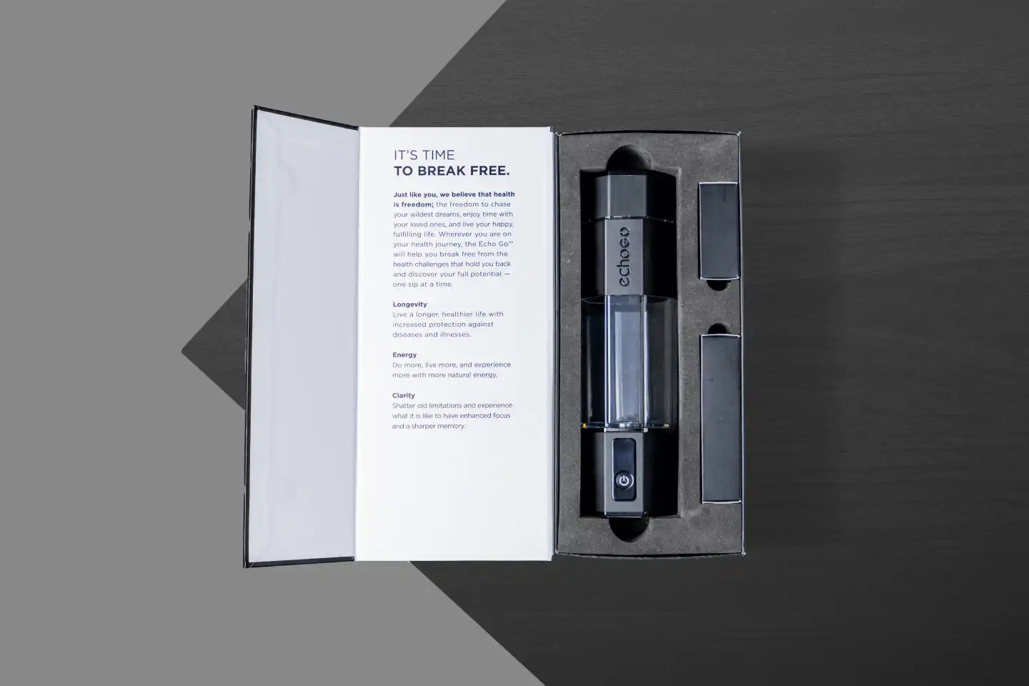 Echo Go Plus hydrogen water bottle set in the box