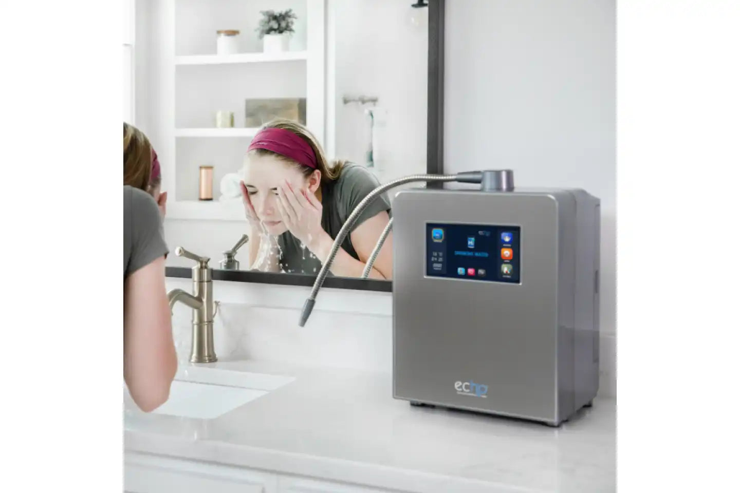 Echo Ultimate Hydrogen Water Machine, User Enjoying Hydrogen Water Benefits