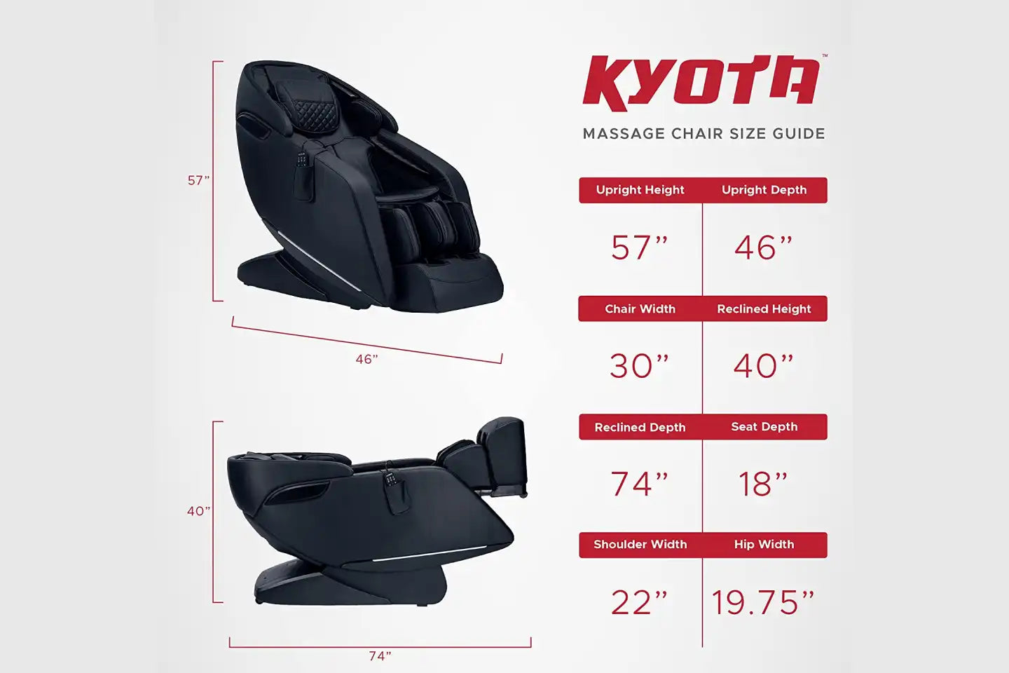 Kyota Massage Chair dimensions
