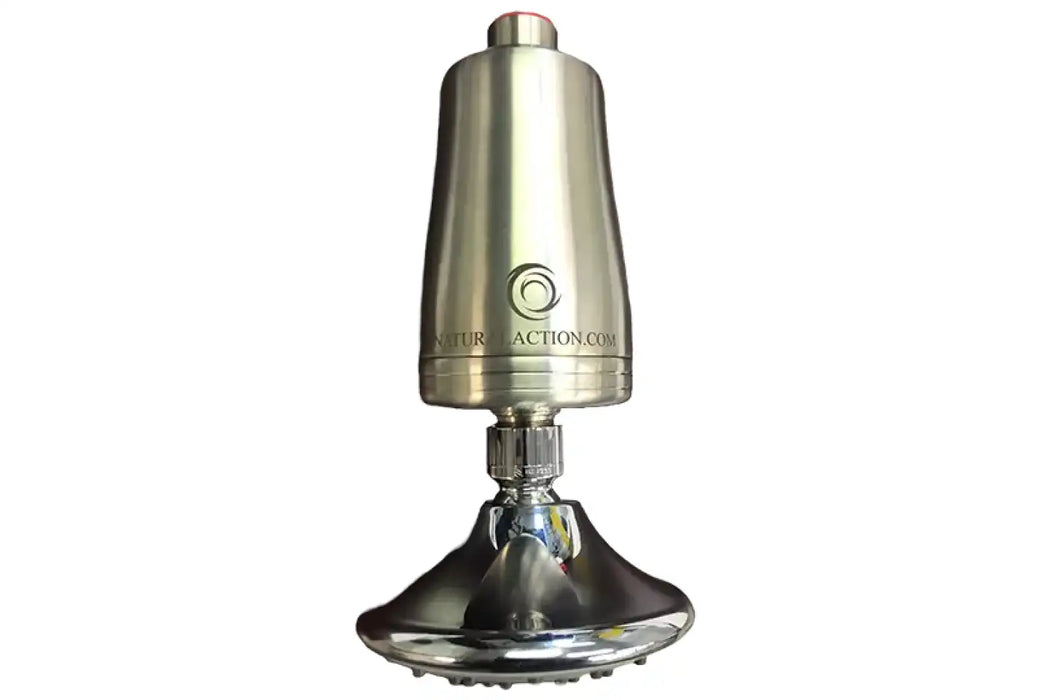 Natural Action Stainless Steel Structured Water Revitalizer Shower Unit, closeup