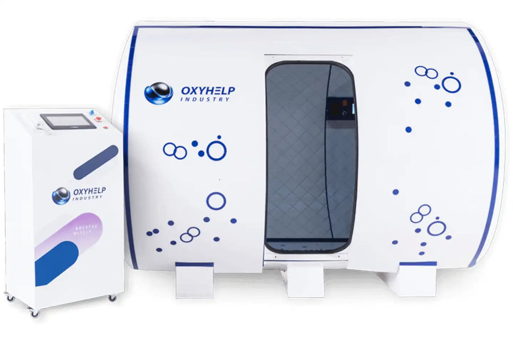 OxyLife 2ATA – Premium Multiplace Oxygen Therapy Chambers with Oxygen concentrator front view