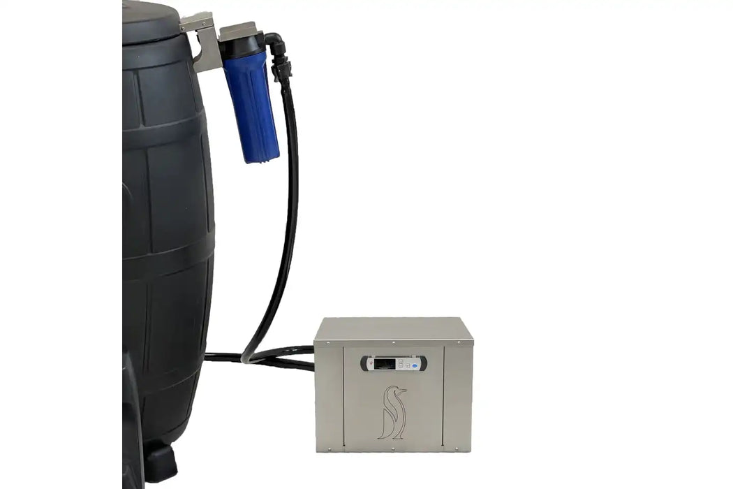 Penguin Chillers Cold Therapy Chiller & Barrel Bracket with the filter connecting to the chiller view