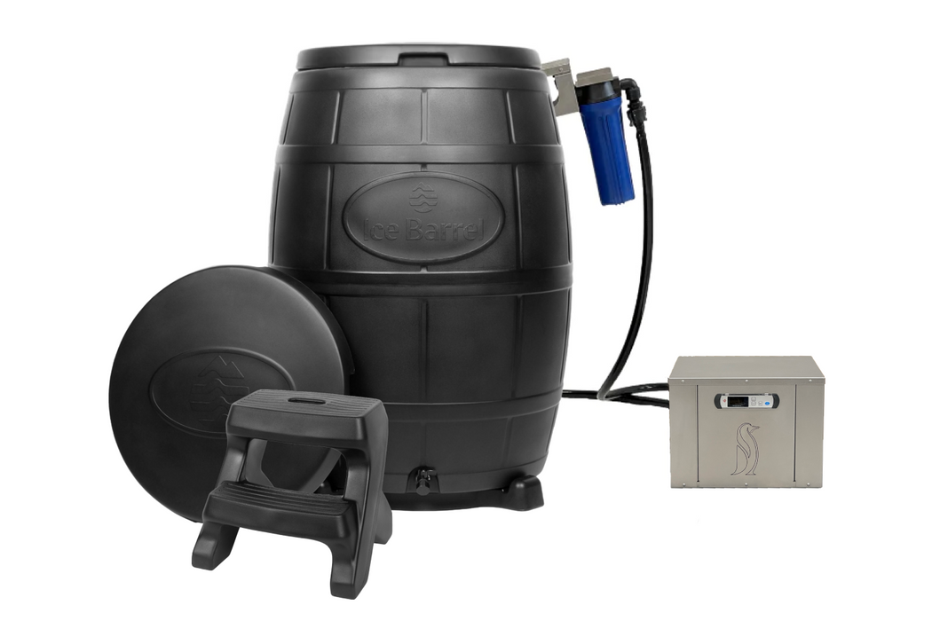Penguin Chillers Cold Therapy Chiller & Ice Barrel BUNDLE black model