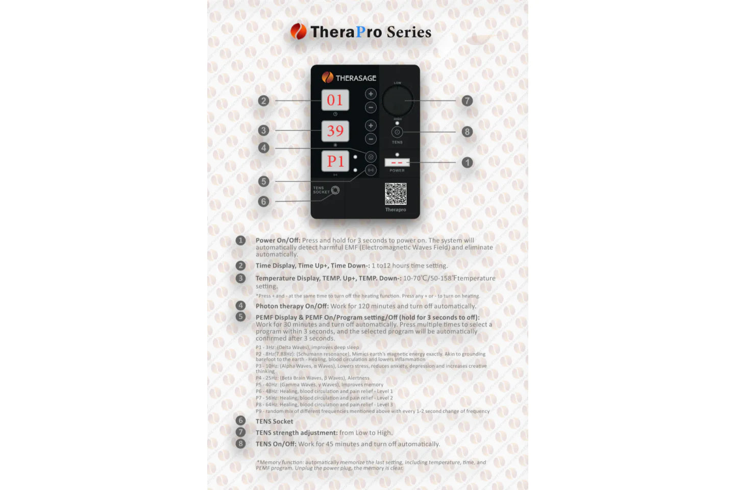 Therasage Red Light Therapy controller guide