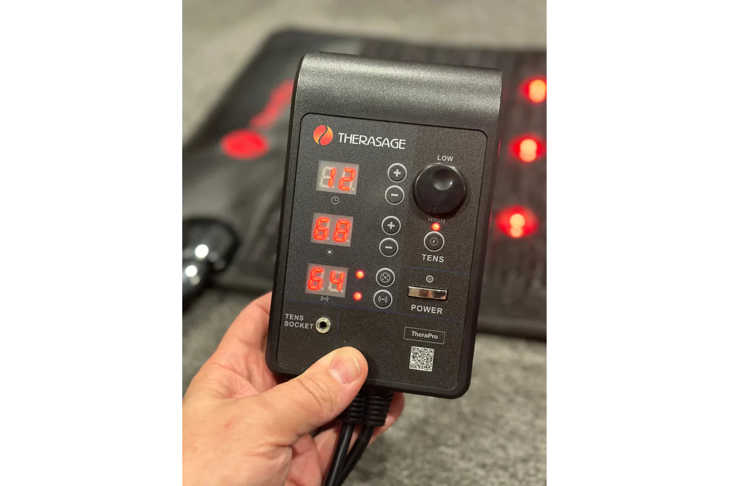 Therasage Red Light Therapy Pad controller closeup
