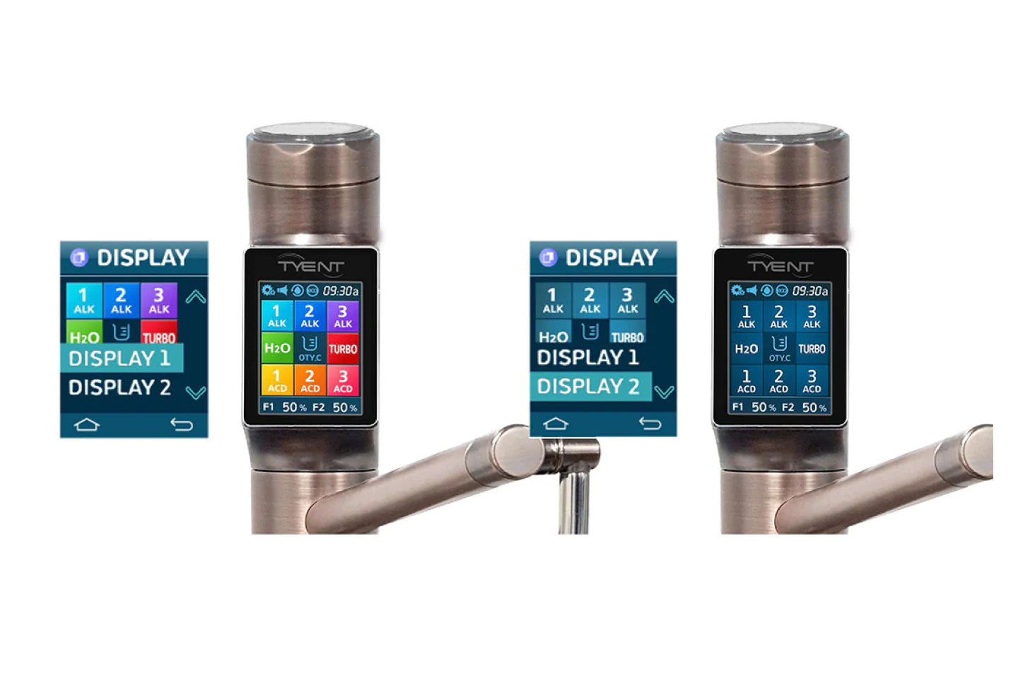 Tyent Ionized Water Machine comparison of two LCD display setup