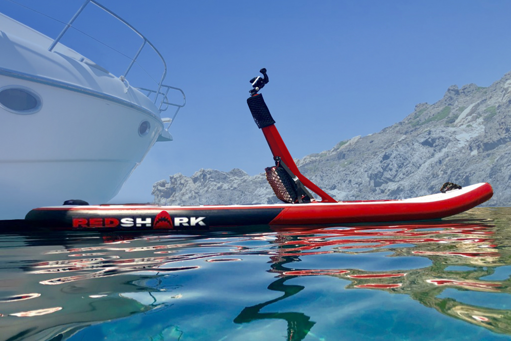Red Shark Aqua Scooter on the water side view