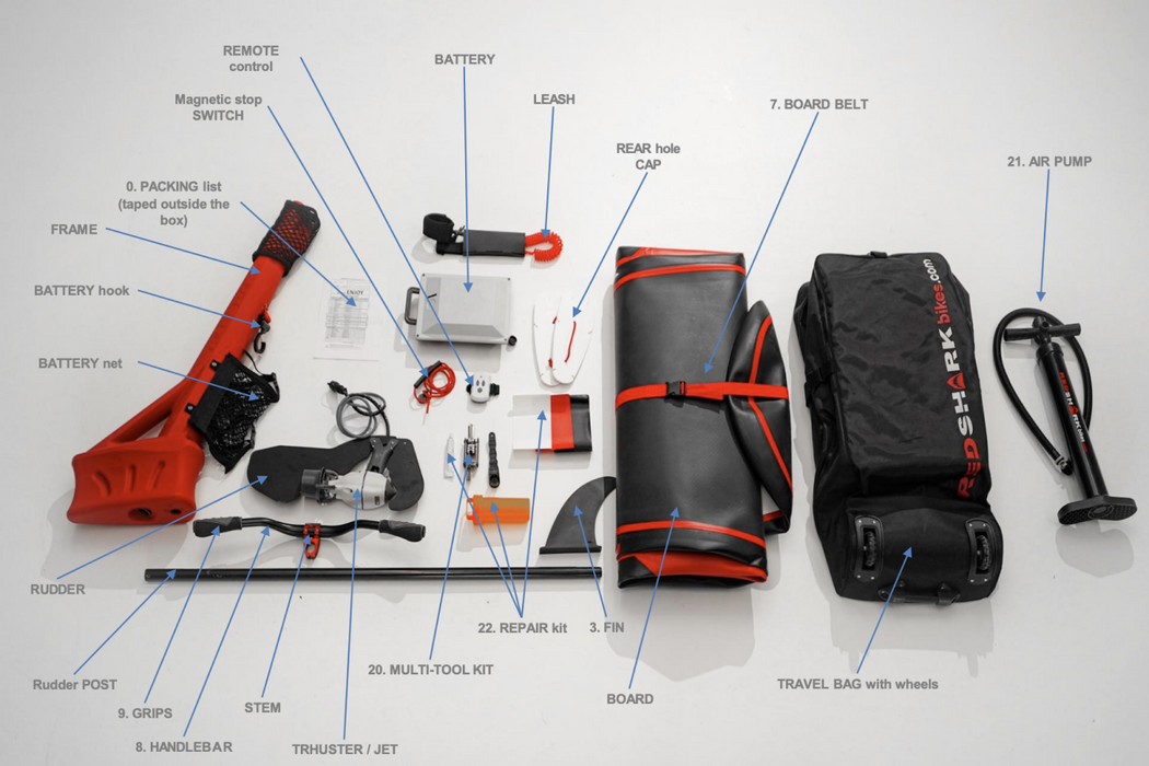 Red Shark Sea Scooter inclusions