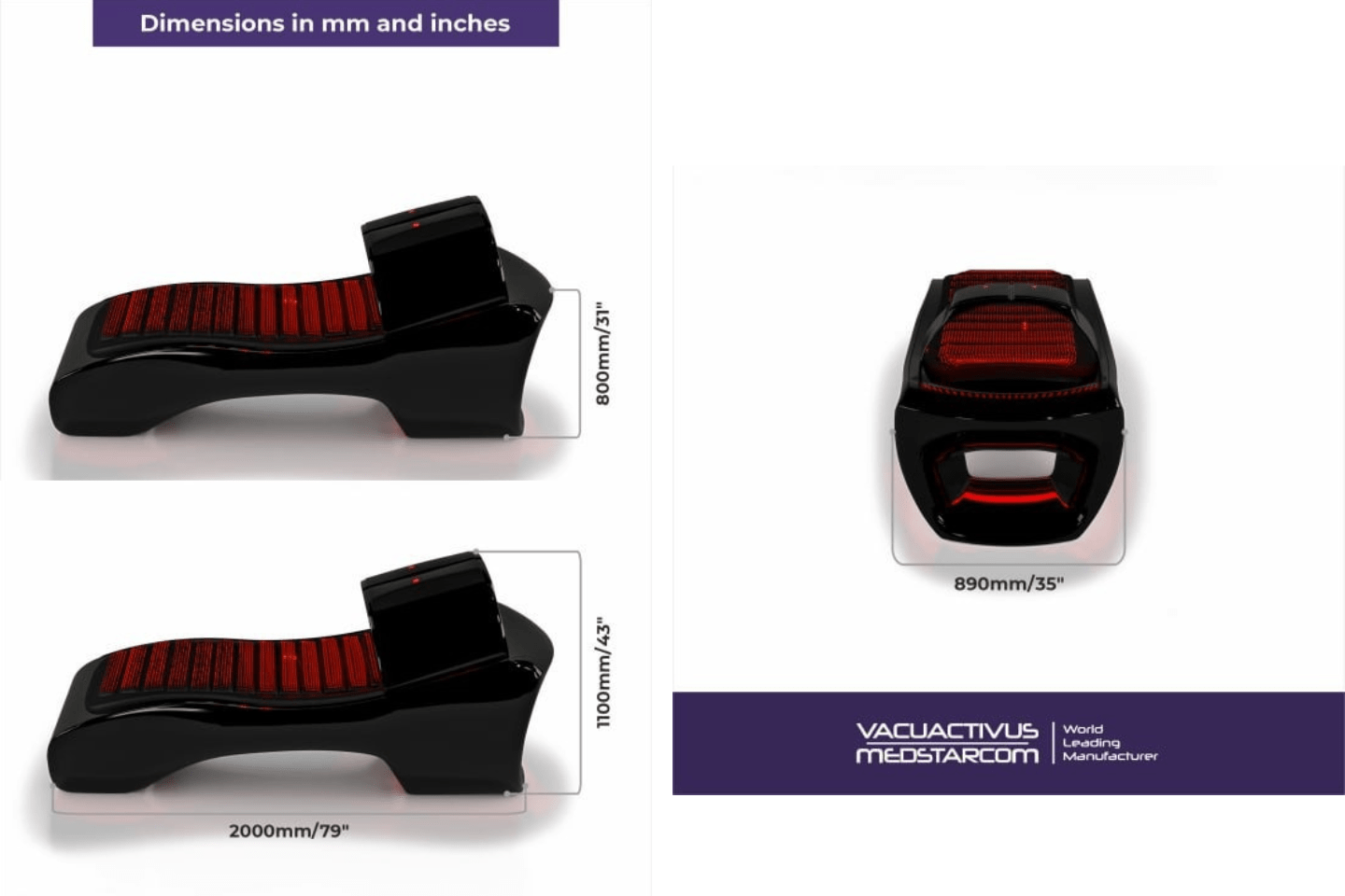 VACUACTIVUS InfraCouch Red Light Simple Red Light Therapy Light Specs
