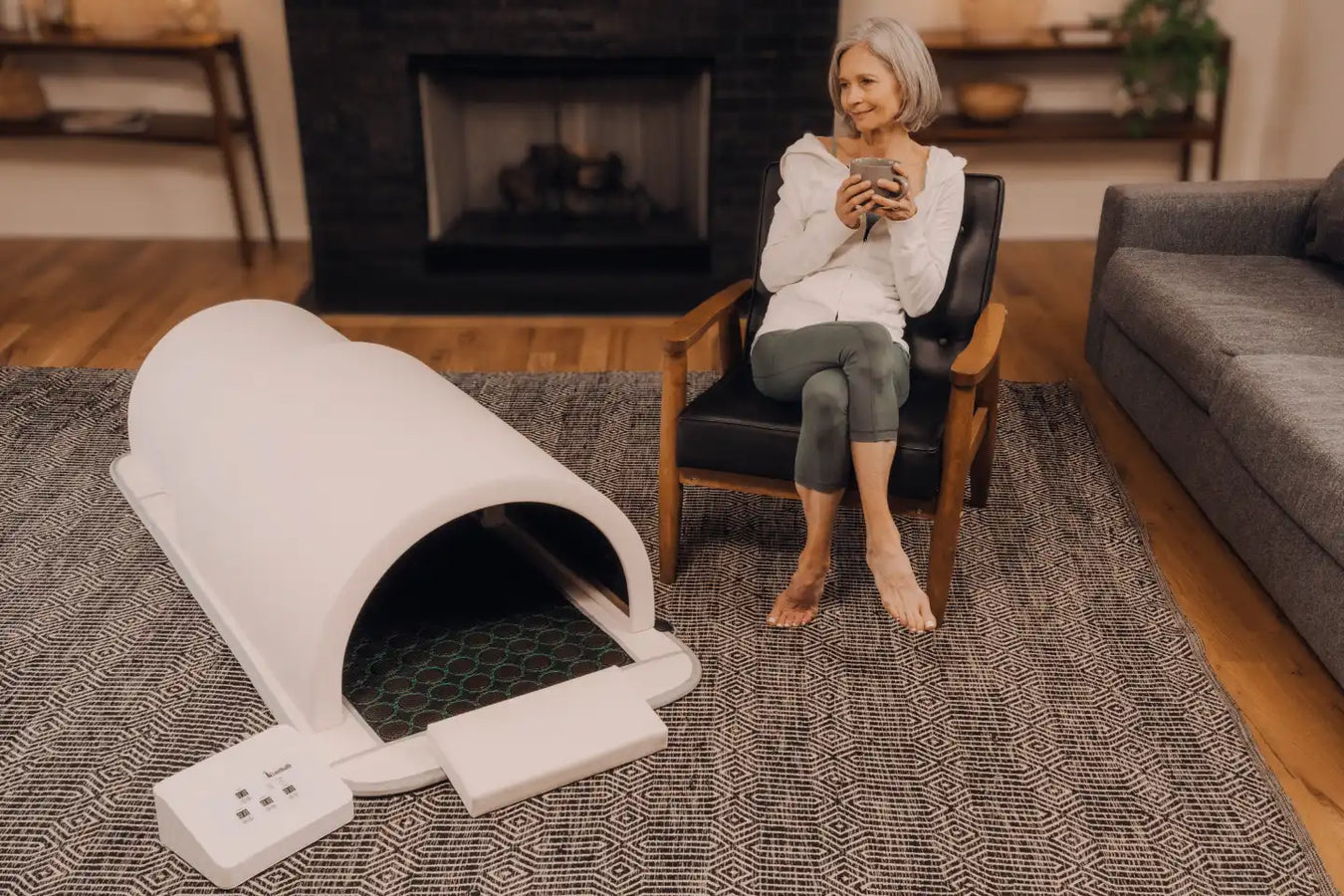 1Love Fir Sauna Dome in the living room