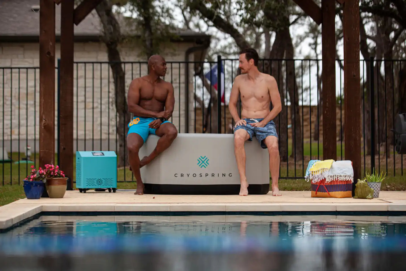 Cryospring Cold + Hot Plunge System by the pool