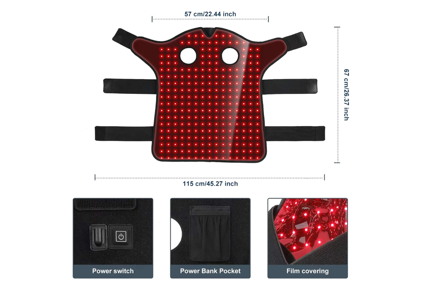 Equiviva Horse Red Light Therapy Poll Cap and Neck Wrap dimensions