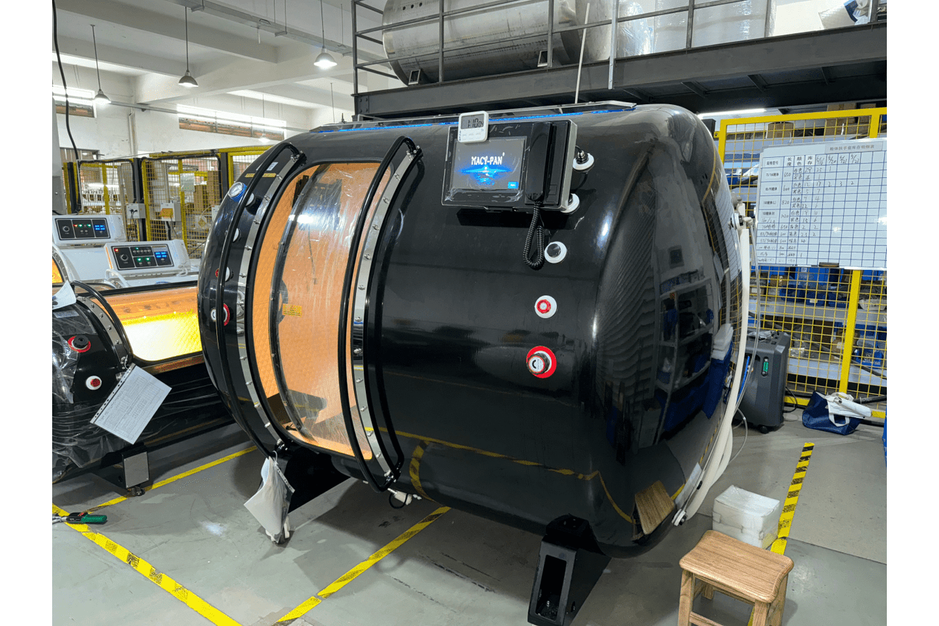 Macy Pan Multiplace Hyperbaric Chamber in black exterior view
