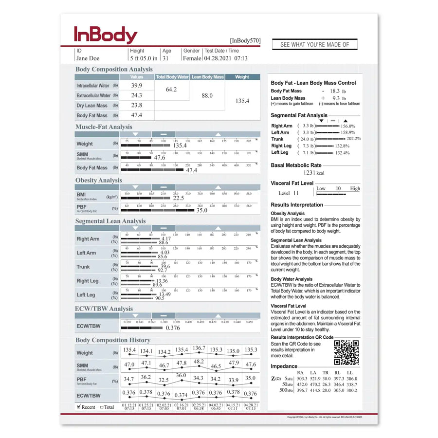 InBody 570 Result Sheet 500ct (3 Pack) data