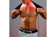 a man using the Lumara Red Light Therapy Pad on both of his shoulders