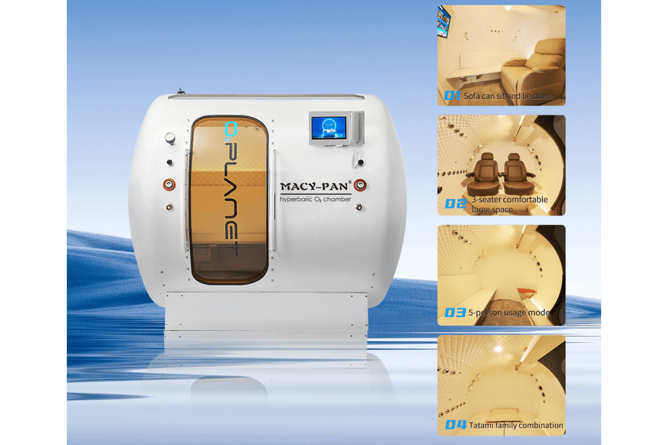 Macy Pan Multiplace Hyperbaric Chamber equipped with comfortable sofa