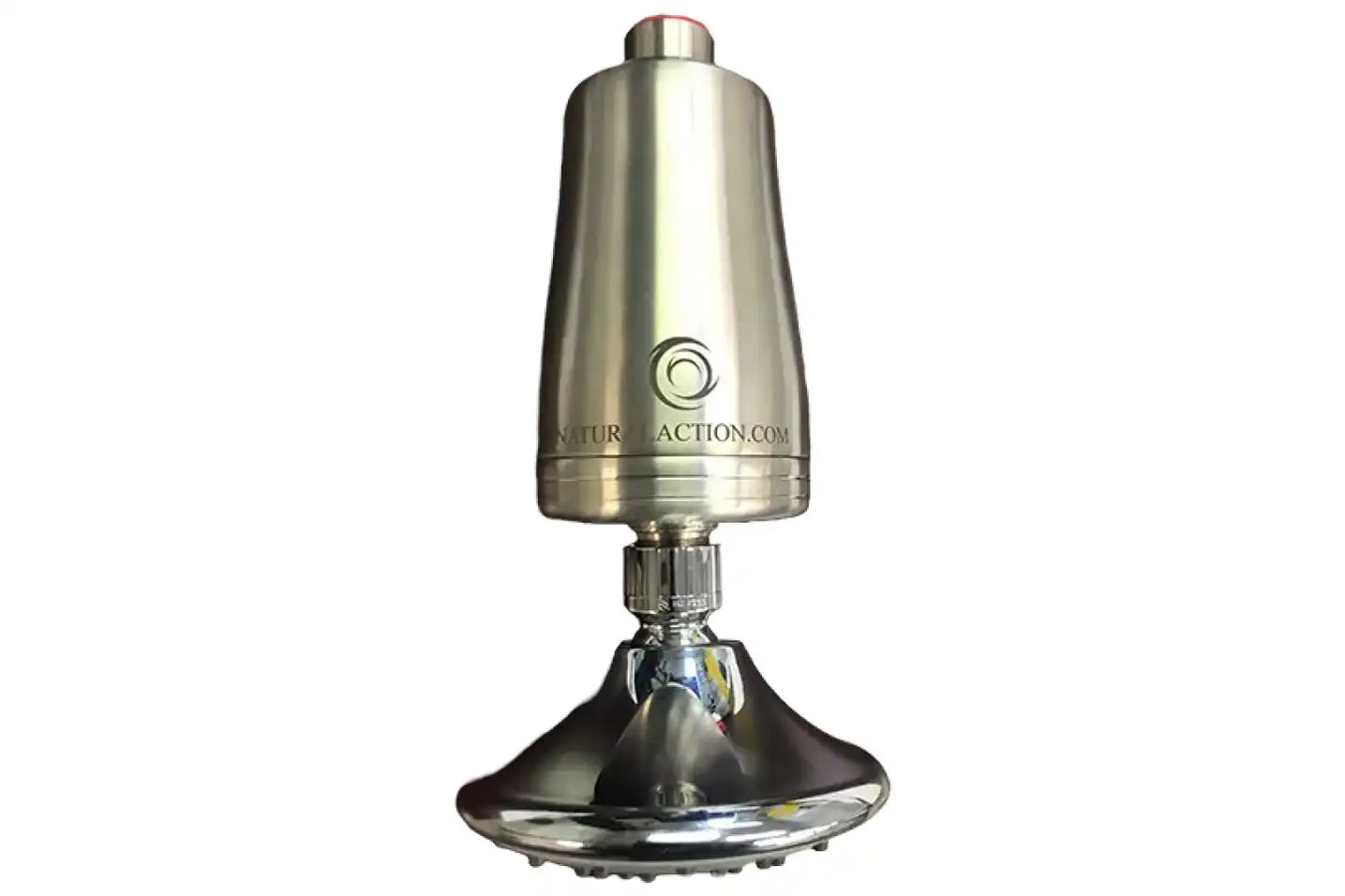 Natural Action Stainless Steel Structured Water Revitalizer Shower Unit, closeup