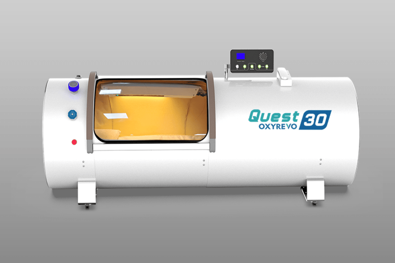 Oxyrevo Hard Shell Hyperbaric Chamber Features exterior control screen and controller