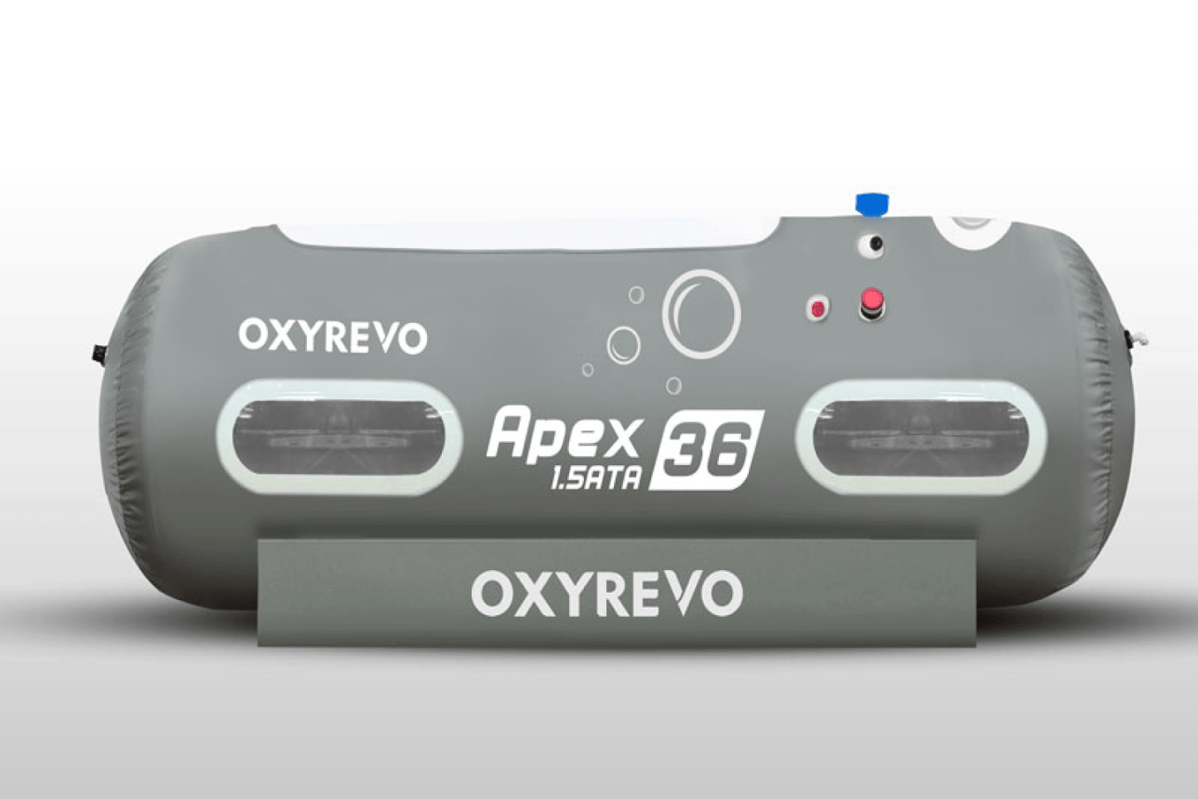 OXYREVO Apex36 1.5 ATA Portable Hyperbaric Chamber in grey color front view