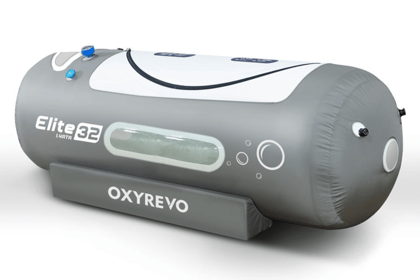 OXYREVO Elite32 1.4 ATA Portable Hyperbaric Chamber with curved zipper design and windows
