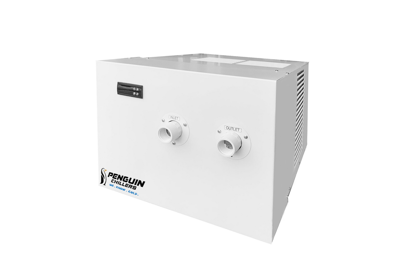 Penguin Chillers Cold Plunge with digital screen and two hose inlet ports