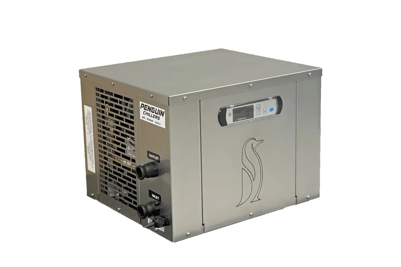 Penguin Chillers Ice Bath Barrel chillers side and front view