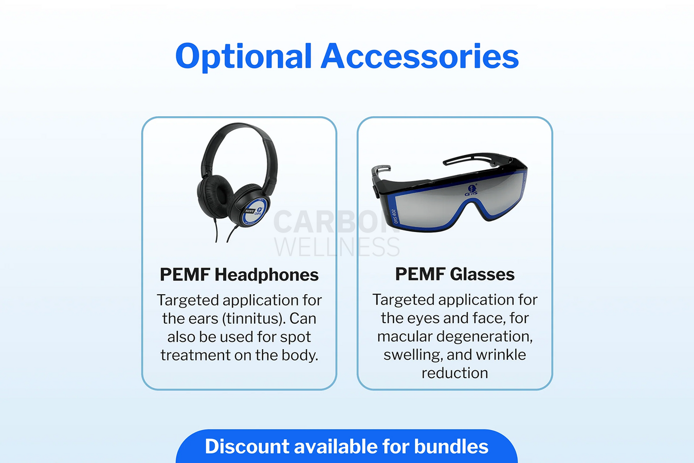 QRS Accessories including QRS PEMF Headphones and QRS PEMF Glasses