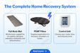 QRS PEMF complete home recovery system with full-body mat, PEMF pillow, and control unit on a blue background.