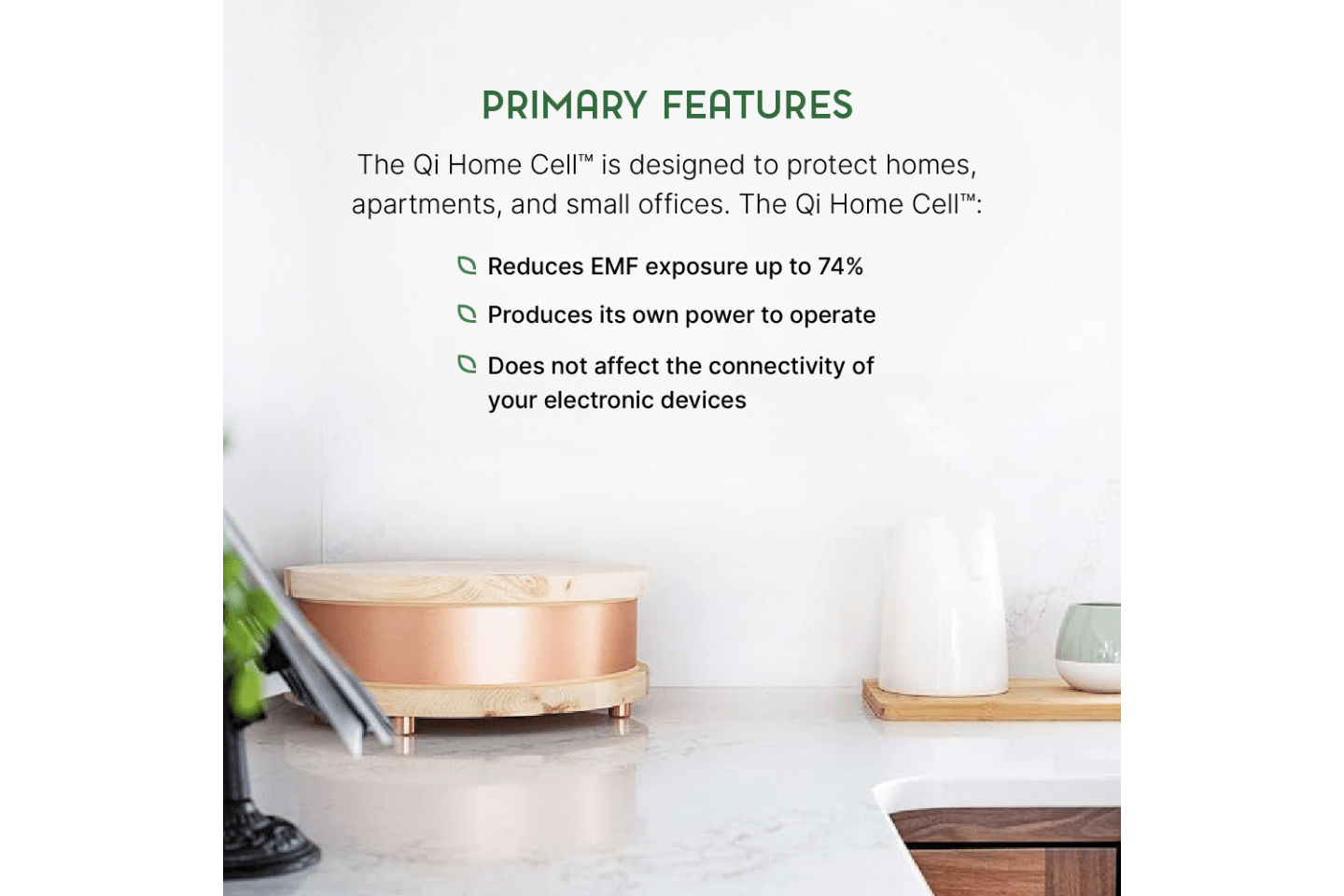 Qi Home Cell EMF Protection by Waveguard features
