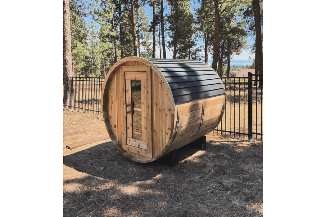 The Sweat Barrel 2-6 Person Cedar Barrel Sauna by Sweat Kingdom