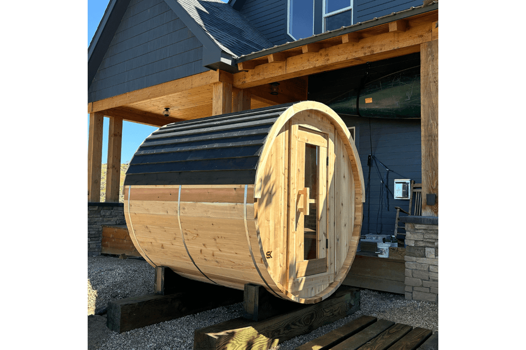 The Sweat Barrel 2-6 Person Cedar Barrel Sauna by Sweat Kingdom
