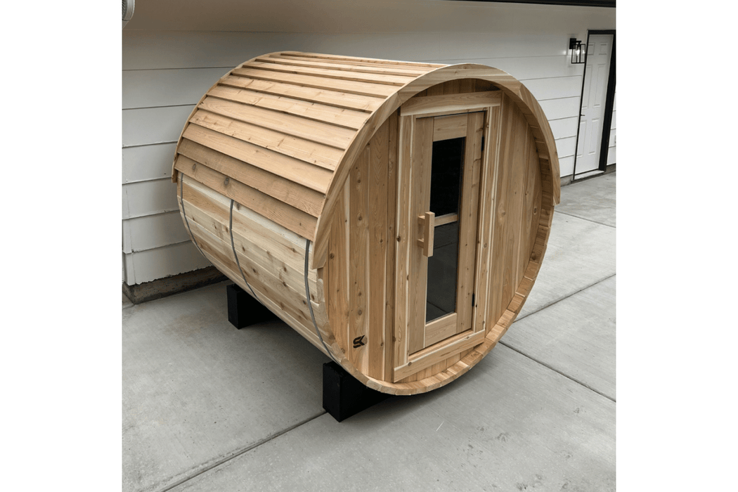 The Sweat Barrel 2-6 Person Cedar Barrel Sauna by Sweat Kingdom