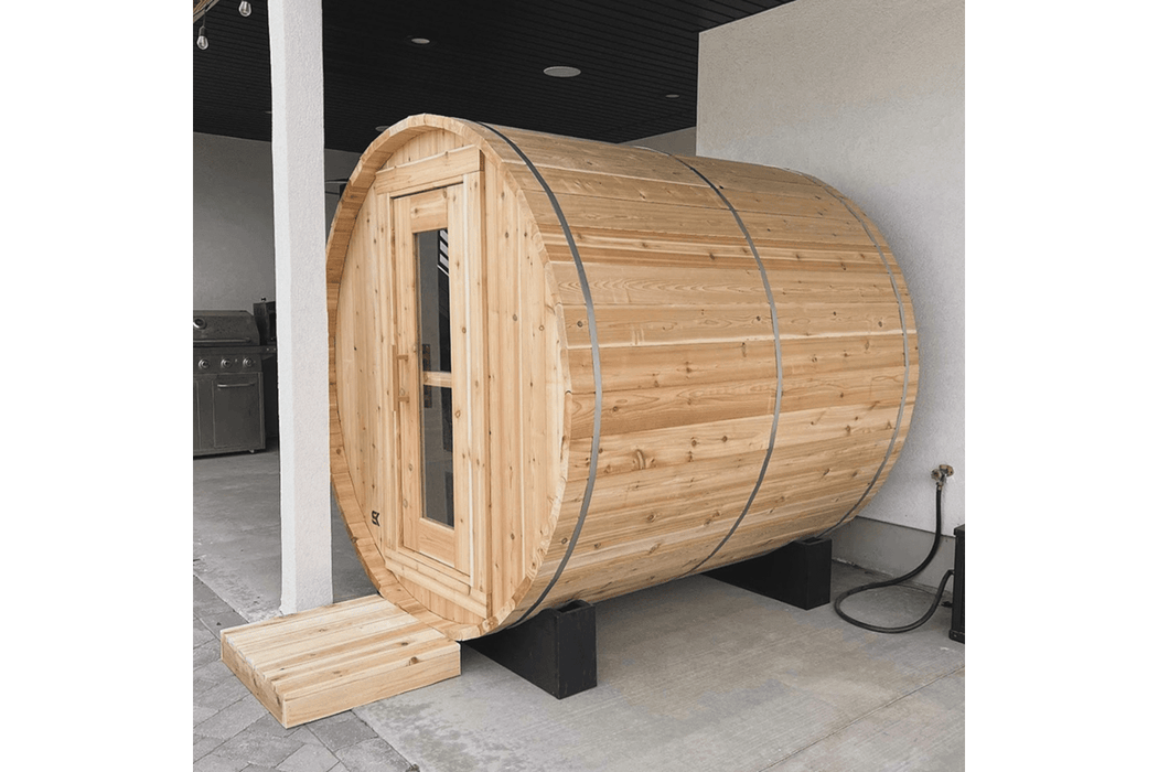The Sweat Barrel 2-6 Person Cedar Barrel Sauna by Sweat Kingdom