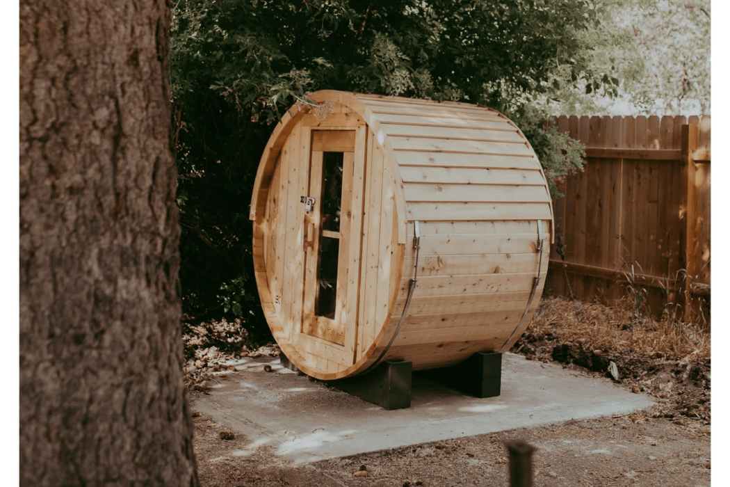 The Sweat Barrel 2-6 Person Cedar Barrel Sauna by Sweat Kingdom