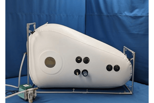 Newtowne Shoe Hyperbaric Chamber with compressor side view