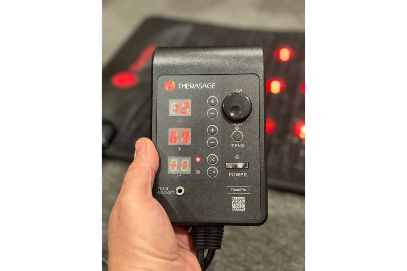 Therasage Pemf Therapy controller closeup view