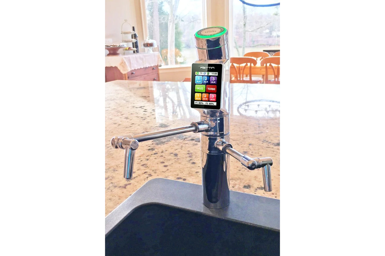 Tyent Ionized Water with medical-grade titanium body view in the sink