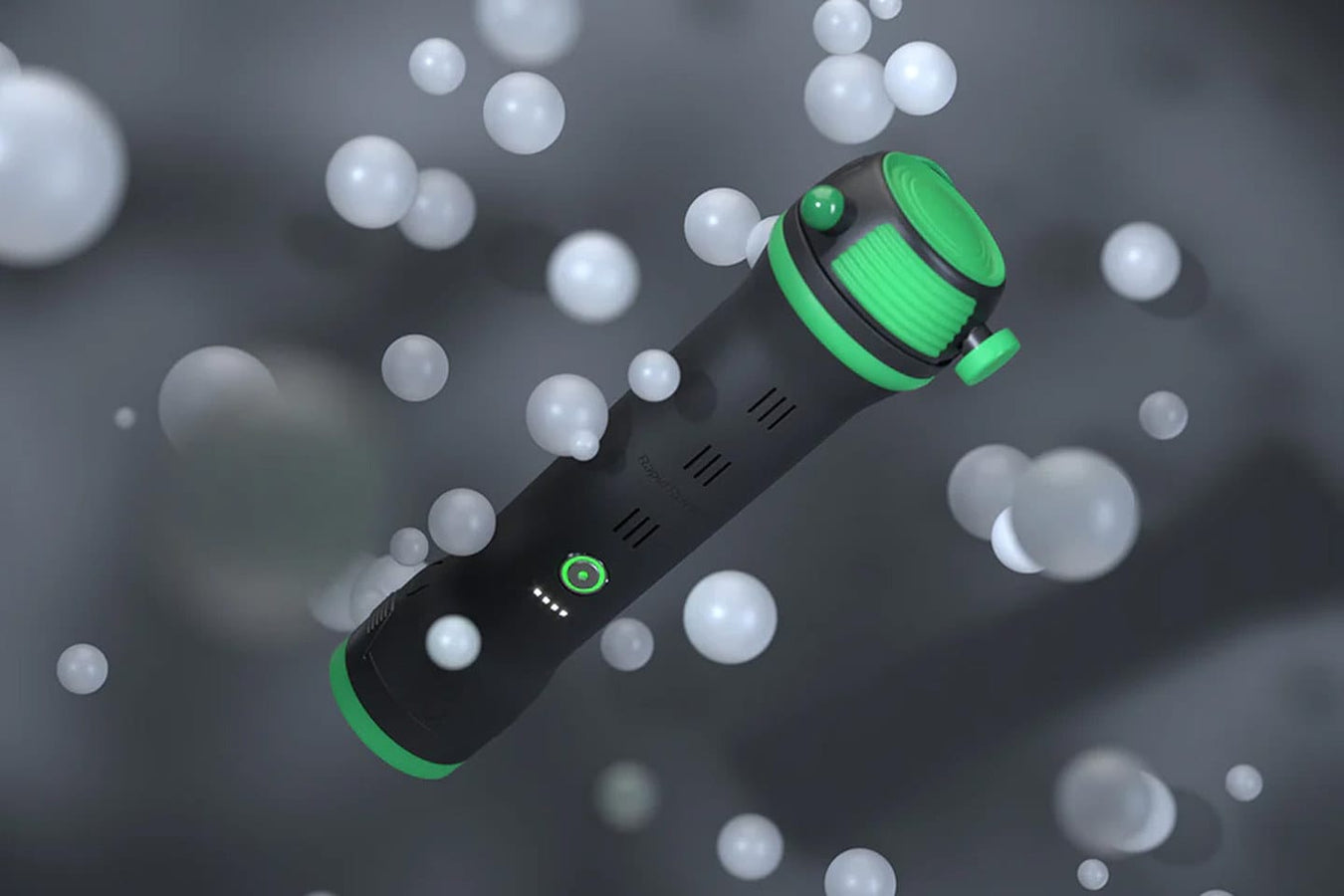 Rapid Release Pro3+ professional vibration massager shown among floating bubbles