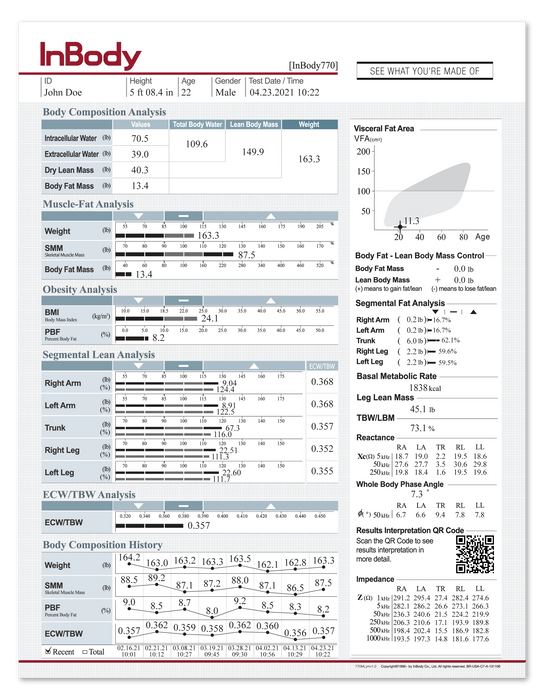 InBody 770 Body Composition Result Sheet (500ct)